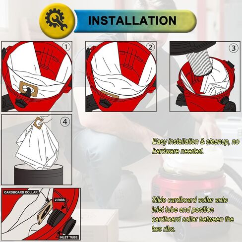 6 Pack CMXZVBE38735 Shop Vac Bags for Craftsman 12 Gallon Wet/Dry Vacuums | Fit CRAFTSMAN CMXEVBE17594, CMXEVBE17606, High Efficiency 2-Layer Filtration Material, No Suction Loss, Part# 38735 9-38735 in Kuwait