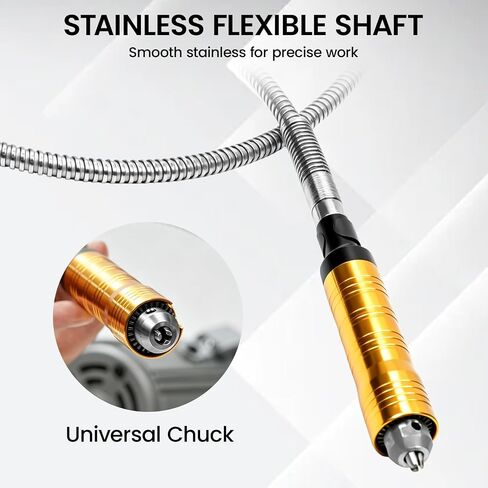 1200W Flex Shaft Rotary Tool, 30000 RPM Variable Speed Flex Shaf Grinder, Universal Adjustable Chuck, Hanging Foot Pedal Control, 46Pcs Accessories for Carving, Polishing, Grinding in Kuwait
