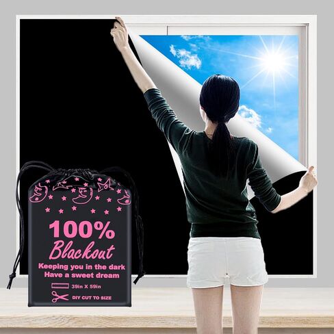 100% Blackout Blind White (79"x 59") Curtains Window Cove [DIY Cut to Any Size or Shape] [Hook & Loop Tabs][ Portable Bags for Travel ] [Light & UV Blocking ] for House,Baby Nursery,Apartment in Saudi Arabia