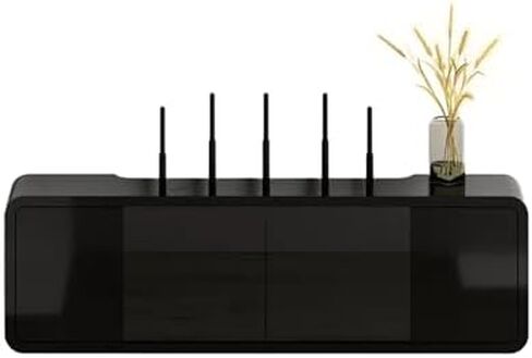 WiFi Router Storage Box, Wooden WiFi Modem Router Box Wall Mount Organizer Black White Multiple Sizes(Black,70cm/28in) in Kuwait