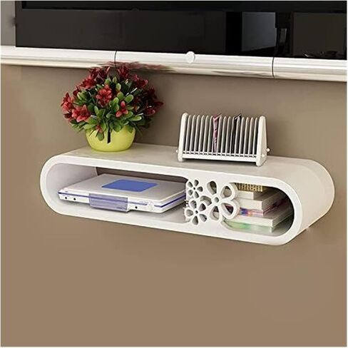 WiFi Router Storage Box, Multicolor Wall Mounted Floating Shelf for Electronic Devices(Carved Full White Depth 20) in Kuwait