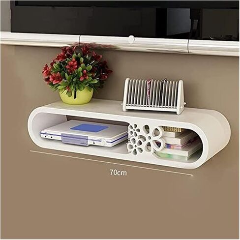 WiFi Router Storage Box, Multicolor Wall Mounted Floating Shelf for Electronic Devices(Carved Full White Depth 20) in Kuwait
