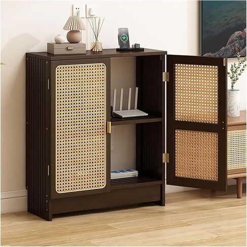 WiFi Router Storage Box, Resin Rattan WiFi Router Cabinet Brown Multiple Sizes(Dark Brown,80 * 70cm/31.5 * 27.5in) in Kuwait