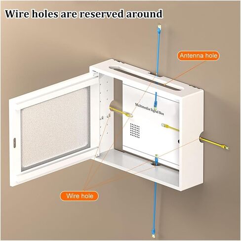 WiFi Router Storage Box, Wall Mounted Pine Wood Router Cabinet Multicolor 36.5-52.5cm(Black,L47.5cm/18.7in) in Kuwait