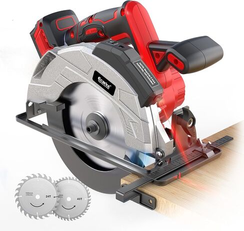 Ecarke 7-1/4" Cordless Circular Saw, Compatible with Milwaukee 18V Battery (Tool Only), Electric Circular Saw with Laser Guide, 5000RPM, 0–45° Bevel, 2-1/4" Cutting Depth, Includes 2 Blades (24T&40T) in Kuwait