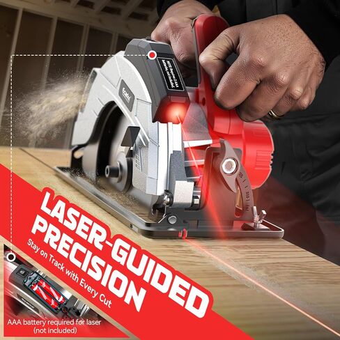 Ecarke 7-1/4" Cordless Circular Saw, Compatible with Milwaukee 18V Battery (Tool Only), Electric Circular Saw with Laser Guide, 5000RPM, 0–45° Bevel, 2-1/4" Cutting Depth, Includes 2 Blades (24T&40T) in Kuwait