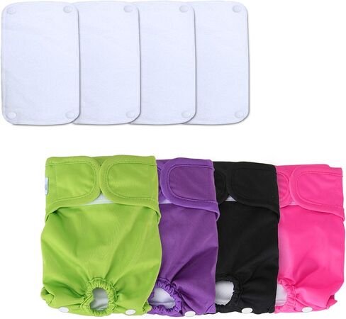 Teamoy Reusable Female Dog Diapers with Removable Pads(Pack of 4), Washable Doggie Diaper Wraps for Female Dogs, Super-Absorbent, Comfortable and Stylish, S in Saudi Arabia