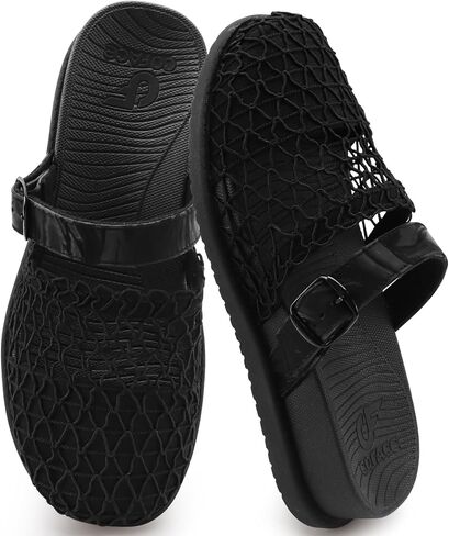 COFACE Orthotic Sandals For Women With Plantar Fasciitis Arch Support Ladies Breathable Mesh Mules Closed Toe Slip-on Loafers Slides Summer Outfits Platform Heel Cushion Office Clogs, Black US10 in Kuwait