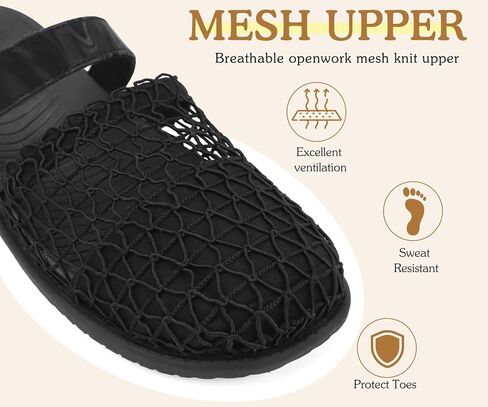COFACE Orthotic Sandals For Women With Plantar Fasciitis Arch Support Ladies Breathable Mesh Mules Closed Toe Slip-on Loafers Slides Summer Outfits Platform Heel Cushion Office Clogs, Black US10 in Kuwait