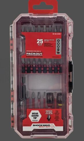 Shockwave Impact Duty Drill Driver Bit Set 25 pcs PACKOUT 48-32-4095，Replacement for Milwaukee OEM in Kuwait