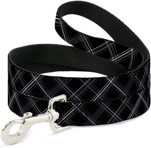 Buckle-Down Pet Leash - Plaid X Black/Gray - 6 Feet Long - 1" Wide in Saudi Arabia