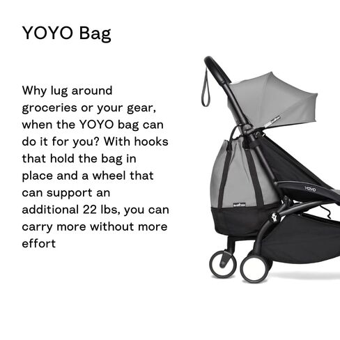 حقيبة BABYZEN YOYO، باللون الرمادي الداكن - توفر مساحة تخزين إضافية وقوية في عربة الأطفال YOYO2 - تتضمن قاعدة عجلات وخطافات in Kuwait