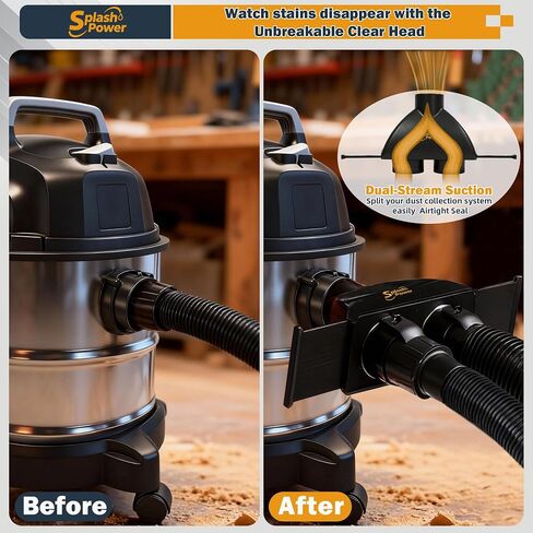 2.5" Shop Vac Y Connector Splitter for Wet Dry Vacuum Hose | Connect Two 2.5" Hoses with Independent Blast Gates for Efficient Dust Collection, Fits Most Shop Vac Systems in Kuwait