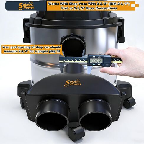 2.5" Shop Vac Y Connector Splitter for Wet Dry Vacuum Hose | Connect Two 2.5" Hoses with Independent Blast Gates for Efficient Dust Collection, Fits Most Shop Vac Systems in Kuwait