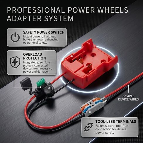M18 Battery Adapter Works with Milwaukee 18V Lithium Battery Power Tools | Built-in On Off Switch, 30A Safety Fuse,12AWG Silicone Wire,Short Circuit Protection,ABS Heat Resistant,For Ride On Kids Toys in Kuwait