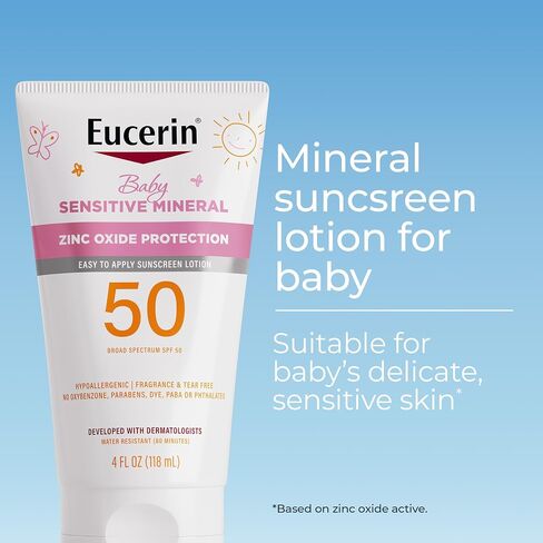 Eucerin Sun Sensitive Mineral Baby Sunscreen SPF 50, Sunscreen Lotion With Zinc Oxide Protection, 4 Fl Oz Tube in Saudi Arabia