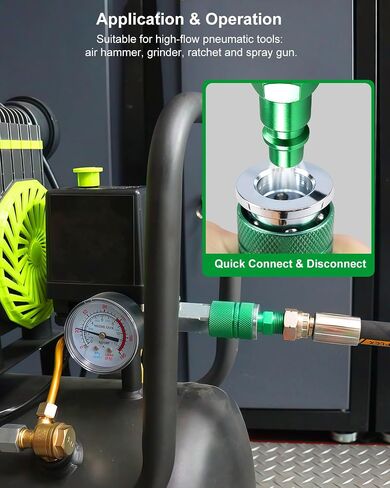 9-Piece 3/8" High Flow Air Hose Fittings Set, 3 Couplers (2 FNPT + 1 MNPT) & 6 Plugs (5 FNPT + 1 MNPT) with 3/8" Body & 3/8" NPT Threads, Air Compressor Accessories Quick Connect Set, Max 300PSI in Kuwait