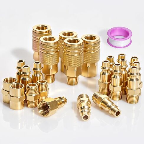 24PCS 1/4" NPT Quick Connect Air Hose Fittings Kit for Air Compressor, Couplers, Plugs & Adapters Set, Pneumatic Air Line Accessories, Thread Seal Tape, 300 PSI in Kuwait
