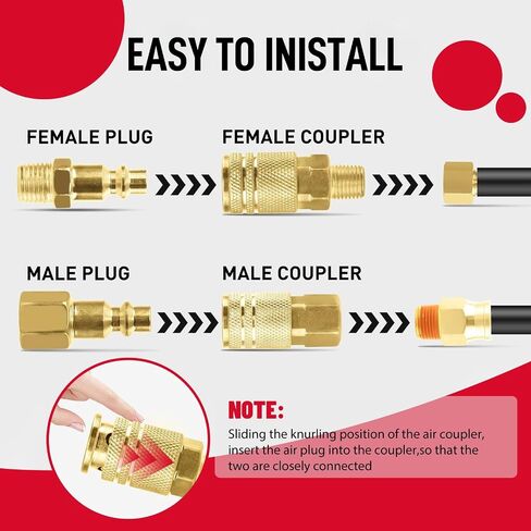 24PCS 1/4" NPT Quick Connect Air Hose Fittings Kit for Air Compressor, Couplers, Plugs & Adapters Set, Pneumatic Air Line Accessories, Thread Seal Tape, 300 PSI in Kuwait
