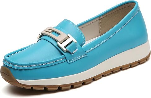 Loafers for Women Metal Buckle Slip On Flats Lightweight Non Slip Rubber Sole Comfort Walking Shoes for Office Daily Casual Wear in Kuwait