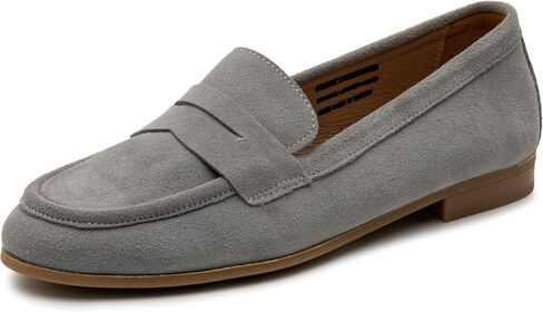 Alpine Swiss Helen Womens Leather Penny Loafers Comfortable Slip On Flat Shoes Dressy Professional Office Work Flats in Kuwait
