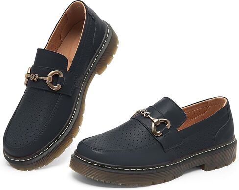 Women's Loafers - Slip On Shoes with Breathable Comfort, Retro Horsebit, Casual Summer Penny Loafers for Daily Wearing in Kuwait