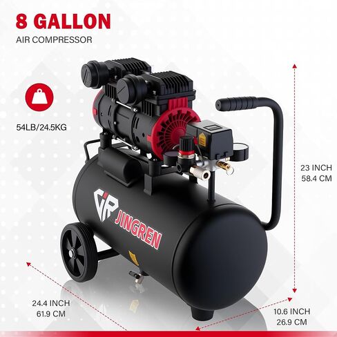 8 Gallon Quiet Oil Free Air Compressor With Air hose, Only 68dB, 2HP | Oilless Quiet Air Compressor, 4.2CFM, Max 120 PSI, 8 Gallon Air Tank for Car Repair, Spray Painting, Nailing With Air Hose in Kuwait