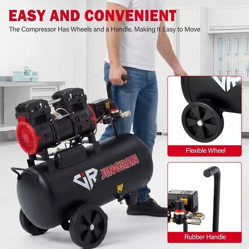 8 Gallon Quiet Oil Free Air Compressor With Air hose, Only 68dB, 2HP | Oilless Quiet Air Compressor, 4.2CFM, Max 120 PSI, 8 Gallon Air Tank for Car Repair, Spray Painting, Nailing With Air Hose in Kuwait