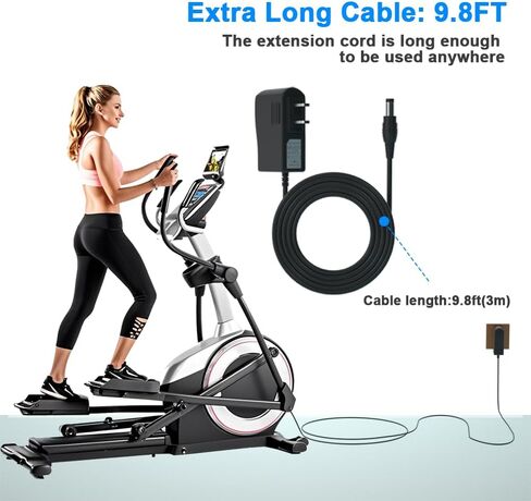 9.8ft Extra Long 6V 2A Power Supply Adapter for ProForm Elliptical，Power Cord for Smart Strider 480 490 500 600 LE, 390 395 475 510 E, 510 EX, 400 700 for Exercise Bike in Kuwait