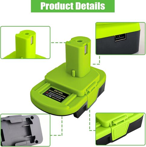 DM18RL Battery Adapter for Ryobi 18V Tools, Compatible with Dewalt 20V Max & for Milwaukee M18 18V Battery, with 5V 2.1A USB Charging Port in Kuwait