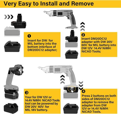 for Dewalt 20V Battery Adapter to 14.4V 12V Ni-Mh Nicd Power Tool Use, and for Milwaukee 18V M18 Battery Convert for Dewalt 12V-14.4V Ni-MH DC9091 DW9091 DW9094 DE9091 DE9071 DE9072 DE9075 in Kuwait