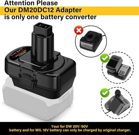 for Dewalt 20V Battery Adapter to 14.4V 12V Ni-Mh Nicd Power Tool Use, and for Milwaukee 18V M18 Battery Convert for Dewalt 12V-14.4V Ni-MH DC9091 DW9091 DW9094 DE9091 DE9071 DE9072 DE9075 in Kuwait