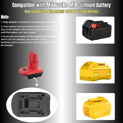 for DeWalt and for Milwaukee Battery Adapter, Compatible with M18 and for DeWalt 20V 60V Lthium Battery (Power for Milwaukee for M12 Tools) in Kuwait