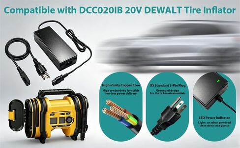 Replacement N557514 AC Power Supply 13.8V for Dewalt 20V MAX Tire Inflator DCC020IB, DCC020IB Type 1/2, DCC020IB-CA Type 1 Air Compressor Inflator Wall Charger Plug Adapter in Kuwait
