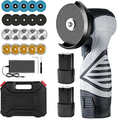 Cordless Brush Angle Grinder Kit, 13000RPM Mini Grinder with 2pcs 16.8V 2000mAh Batteries and 20 Cutting Discs, Power Angle Grinder Tool for Tile Concrete Metal Wood Cutter in Kuwait