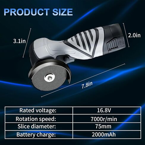 Cordless Brush Angle Grinder Kit, 13000RPM Mini Grinder with 2pcs 16.8V 2000mAh Batteries and 20 Cutting Discs, Power Angle Grinder Tool for Tile Concrete Metal Wood Cutter in Kuwait