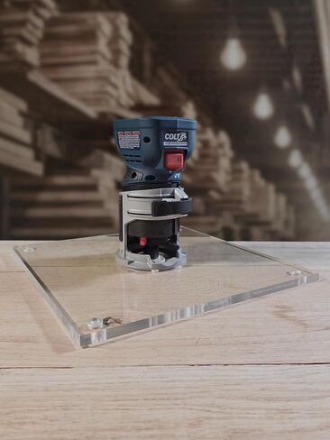 3/8″ Thick 11″ square baseplate upgrade with bushing compatibility for Bosch BSGKF18V-25N fixed base router. in Kuwait
