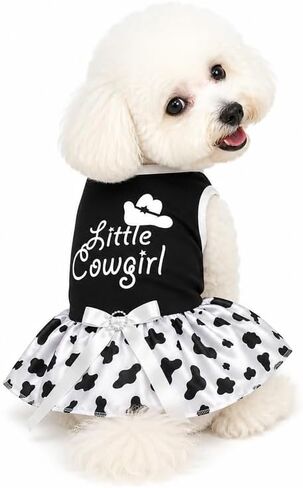 Petitebella Little Cowgirl Puppy Dog Dress (Pink/Cow, Medium) in Saudi Arabia