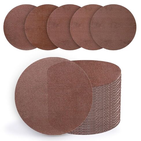 5 Inch Premium Mesh Sanding Discs 50 PCS, 80/120/180/240/320 Grit, Dust Free Hook and Loop Round Anti-Clogging Sandpaper Disc for Random Orbital Sander in Kuwait