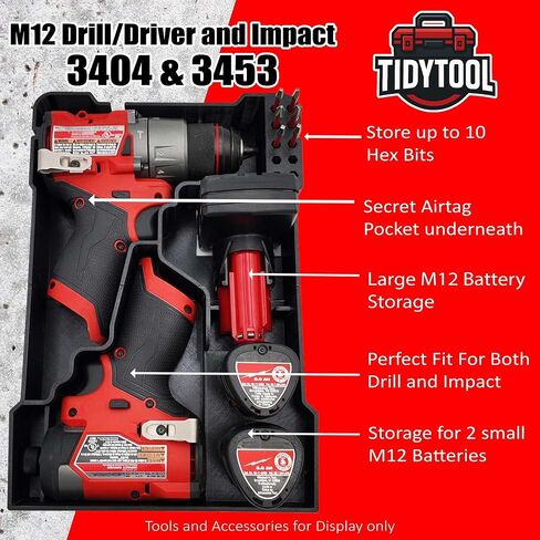 Liner for M12 Fuel Drill Driver Impact and Milwaukee Packout Compact Tool Box organizer in Kuwait