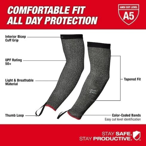 for Milwaukee Tool 48-73-9050 16 in. Level 5 Cut Resistant Protective Sleeves in Kuwait