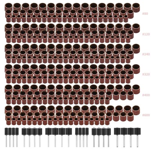 Sanding Drum Set, 150 PCS Sanding Drums Kit with 138 Aluminum Oxide Sleeves (80-240 Grits), 12 Mandrels, for Dremel Sanding & Rotary Tools in Kuwait