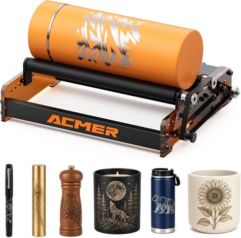 ACMER M3 Laser Rotary Roller, 360° Y-Axis Rotary Module for Cylindrical Engraving, Adjustable 6–164mm Diameter, Compatible with ACMER S1/S2/P1/P3/P2/P1 S Pro in Kuwait