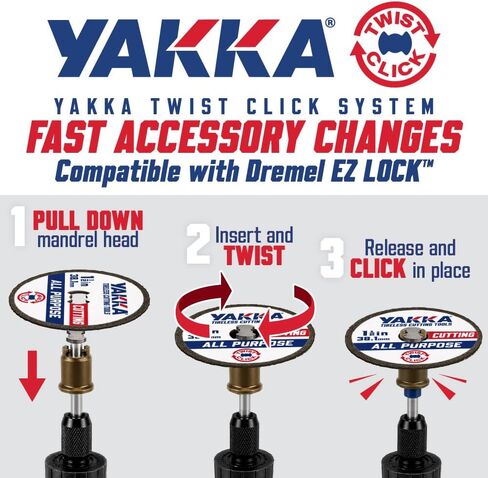 YAKKA 1/8" (0.125") Integrated Quick change Rotary system mandrel compatible with Dremel EZ Lock in Kuwait