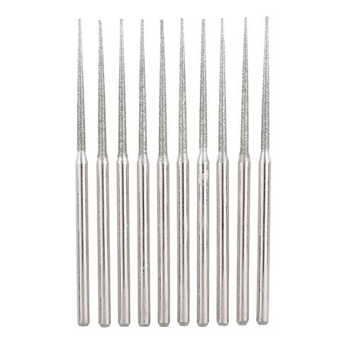 Diamond Tipped Rotary Tool Burr Tapered Head, Grinding Bits Set 3mm Shank, Jewelry Glass Stone Carving for Dremel Accessories Pack of 10pcs in Kuwait