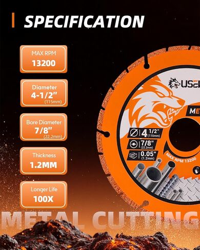 2 Pack Cut Off Wheels 4 1/2 Inch with 7/8" Arbor, Angle Grinder Cutting Disc, Diamond Cutting Wheel with 5000+ Cuts on INOX, Rebar, Angle Iron and Steel in Kuwait