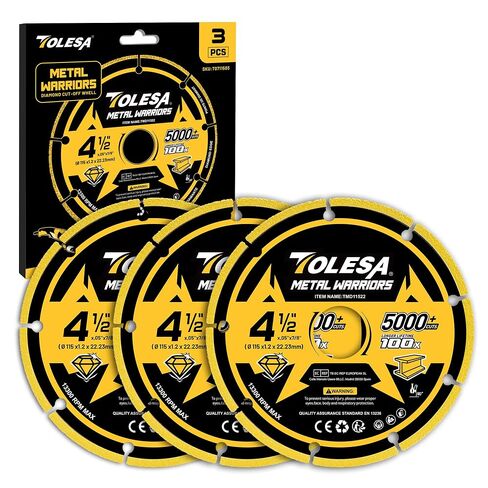 TOLESA Diamond Cutting Wheel 3 x 3/8 Inch for Metal, Cut Off Wheel with 5000+ Cuts on Rebar, Steel, Iron and INOX, 3 Pack in Kuwait