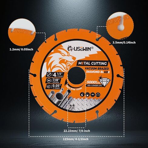 2 Pack Cut Off Wheels 4 1/2 Inch with 7/8" Arbor, Angle Grinder Cutting Disc, Diamond Cutting Wheel with 5000+ Cuts on INOX, Rebar, Angle Iron and Steel in Kuwait