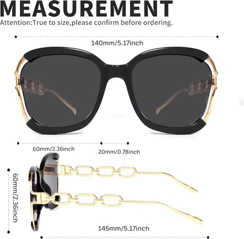 BOTEN Oversized Square Sunglasses for Women Men 70s Retro Big Frame Sun Glasses Fashion Luxury Chain Legs Sunnies in Saudi Arabia