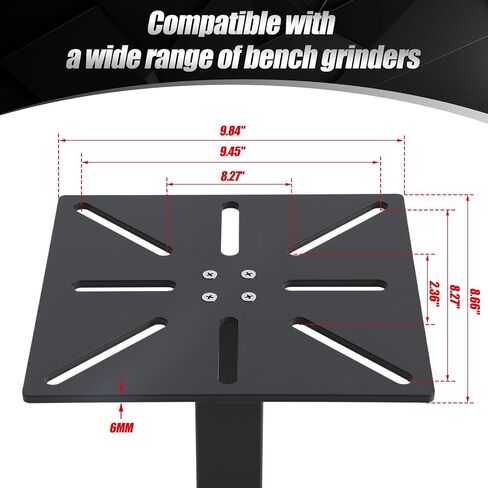 Hicarer Adjustable Bench Grinder Stand 25 to 40 Inch Grinder and Vise Floor Pedestal with Mounting Plate, Compatible with Most Bench Grinders and Power Tool Stands 200-pound Weight Capacity, Black in Kuwait